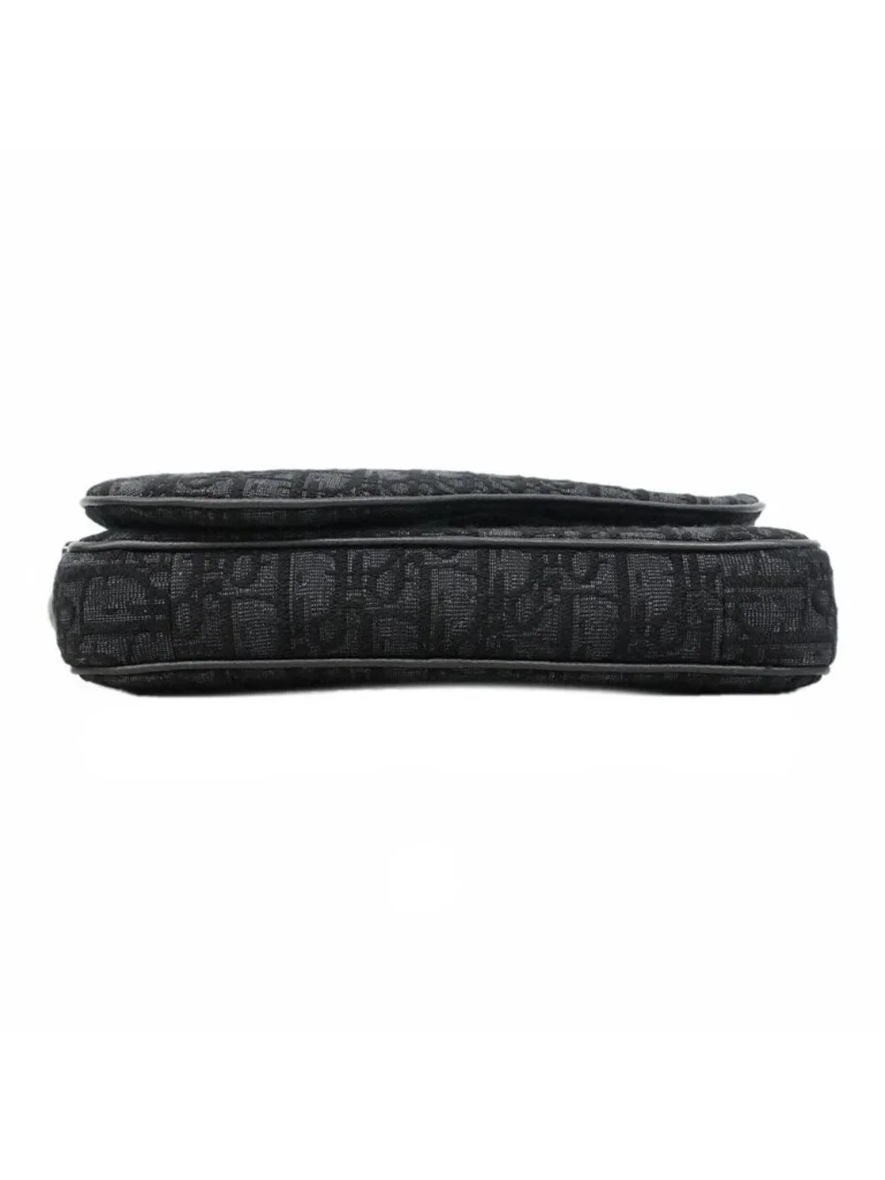 Dior Shoulder Bag Oblique Saddle Canvas Black Silver